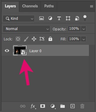 Double-click the thumbnail to open a Smart Object view for this layer in a new tab.