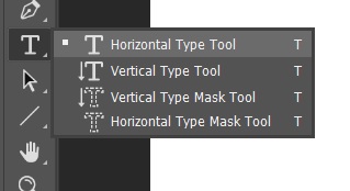 Select the Horizontal Type tool that is needed to add bullet points in Photoshop.
